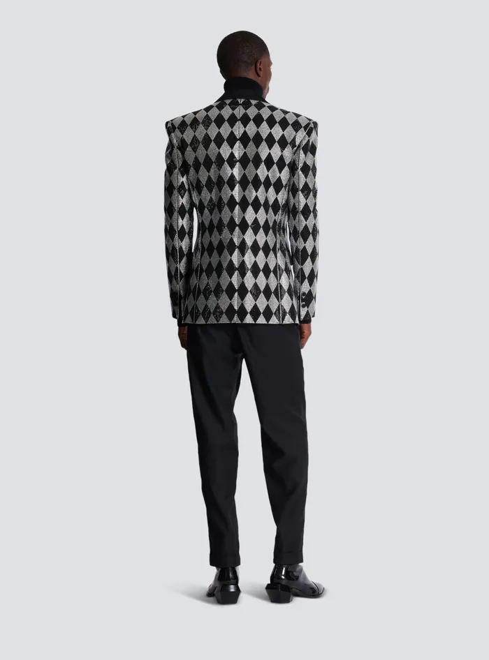 Balmain Jackets And Blazers Men Diamond Rhinestone 1button Jacket Black