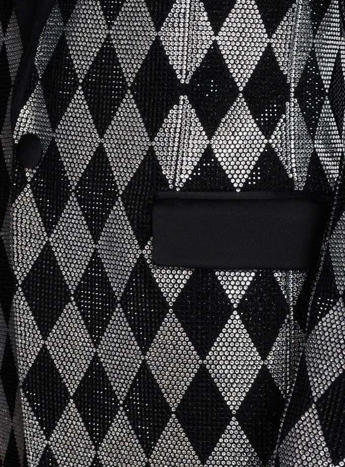 Balmain Jackets And Blazers Men Diamond Rhinestone 1button Jacket Black