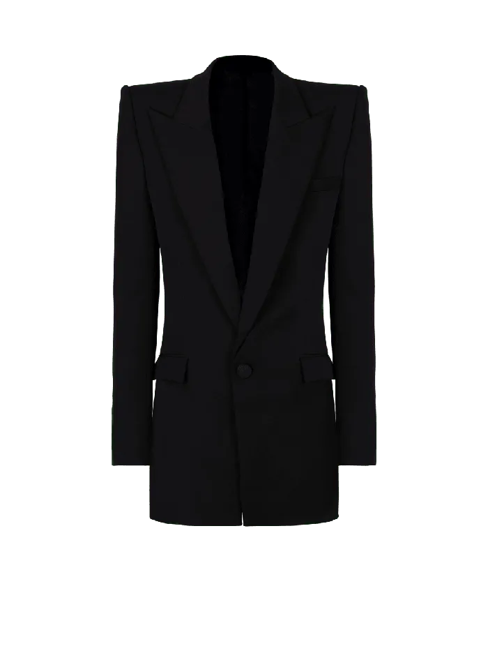 Balmain Jackets And Blazers Men Grain De Poudre 1button Jacket With Shoulder Pads Black Balmain Jackets And Blazers Men Grain De Poudre 1button Jacket With Shoulder Pads Black