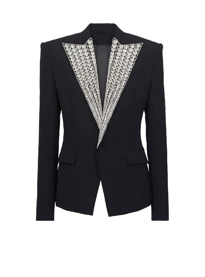 Balmain Jackets And Blazers Men Jacket With Crystalembellished Collar Silver