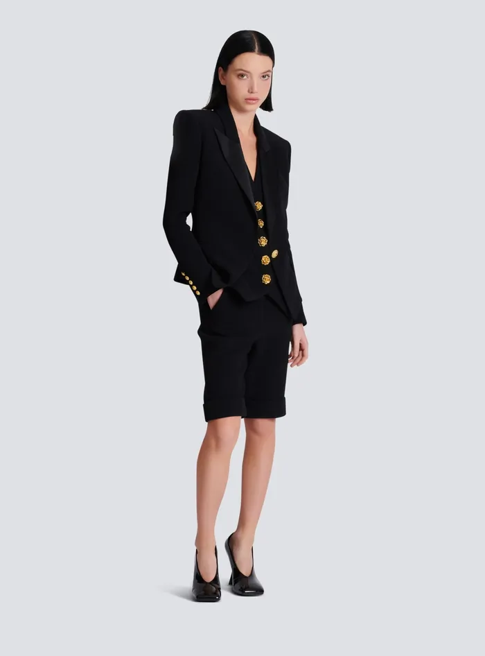 Balmain Jackets And Blazers Women 1button Crepe Jacket Black