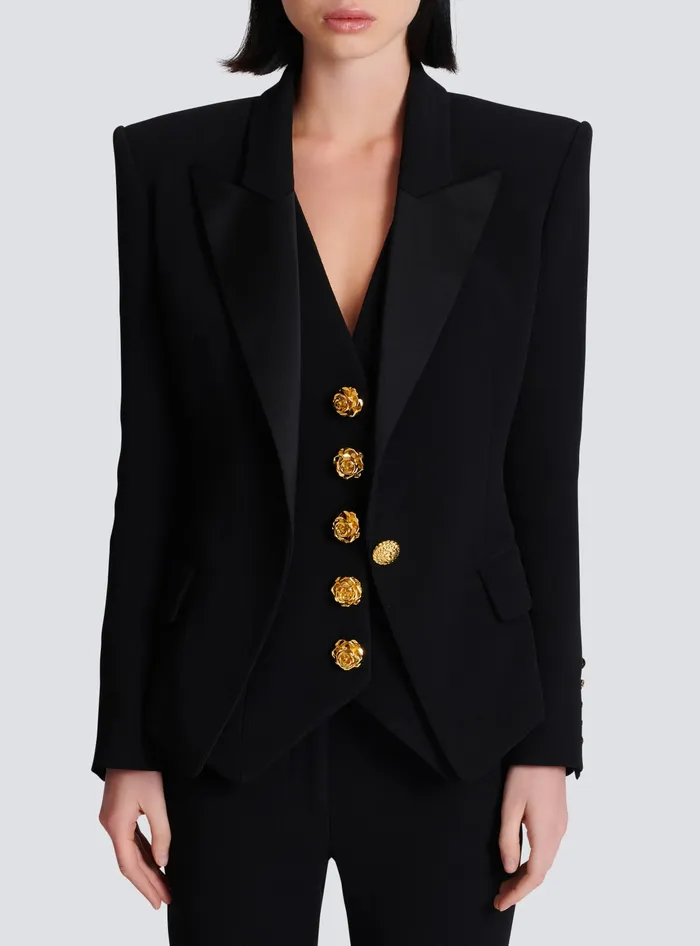 Balmain Jackets And Blazers Women 1button Crepe Jacket Black