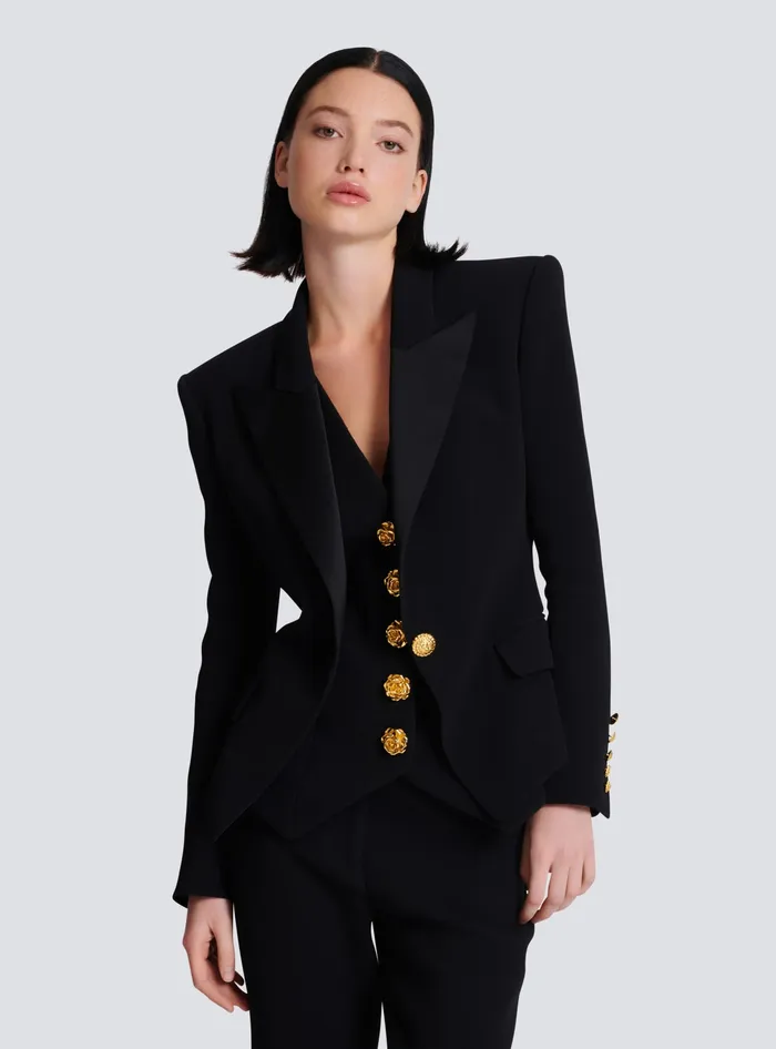 Balmain Jackets And Blazers Women 1button Crepe Jacket Black
