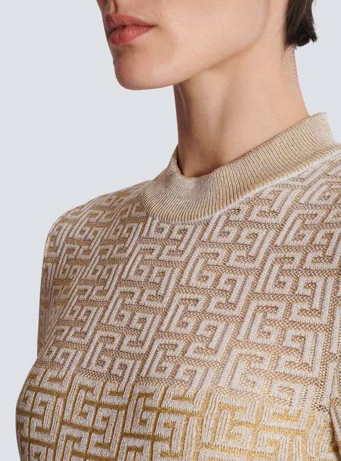 Balmain Knitwear Women PB Labyrinth Knit Dress Beige