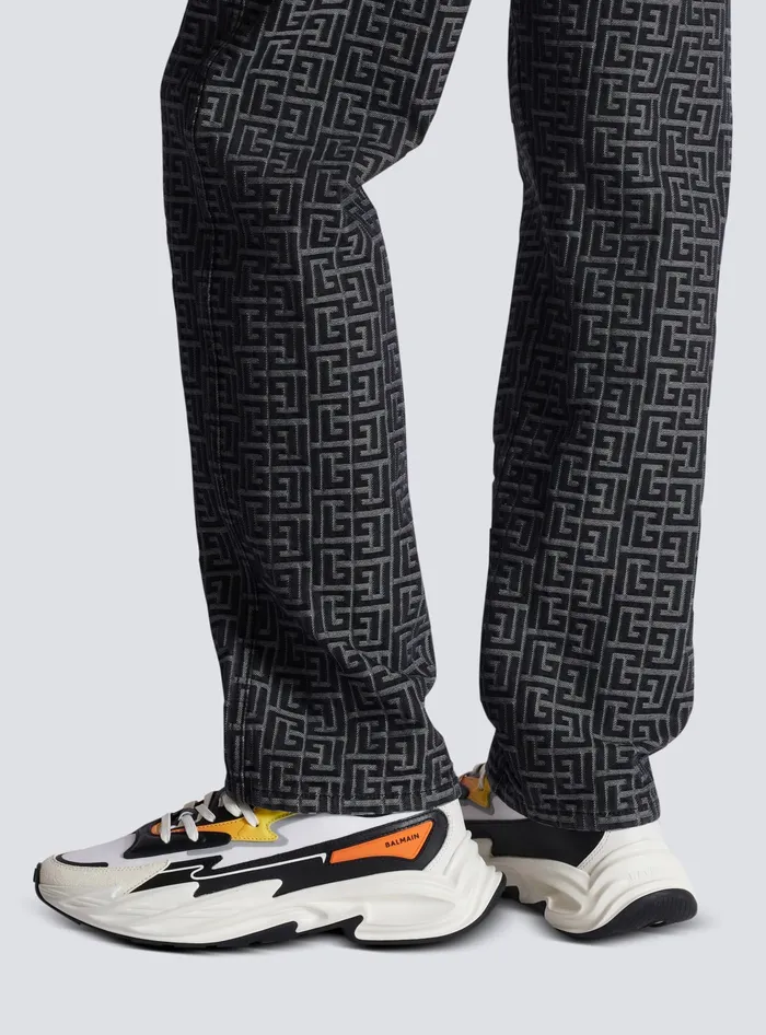 Balmain Sneakers Men RunRow Leather And Nylon Sneakers Multicolor