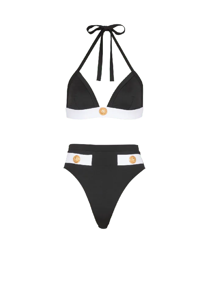 Balmain Swimwear Women Twopiece Swimming Costume With Buttons Black
