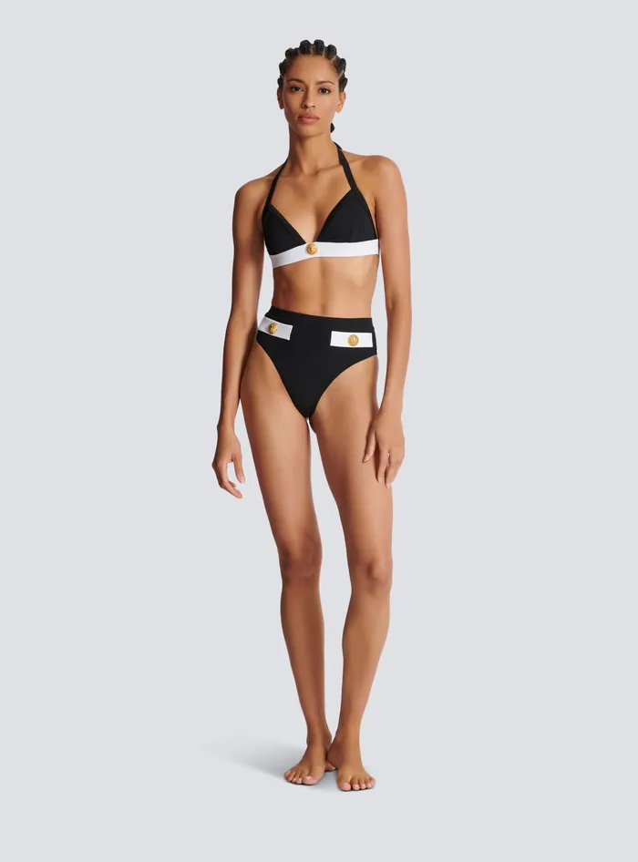 Balmain Swimwear Women Twopiece Swimming Costume With Buttons Black