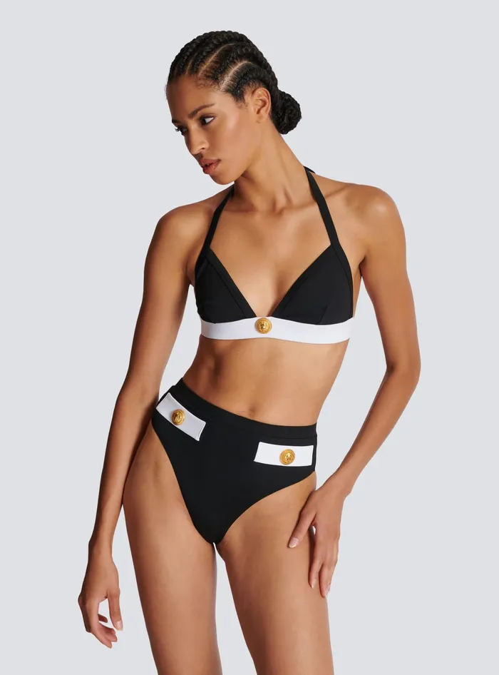 Balmain Swimwear Women Twopiece Swimming Costume With Buttons Black