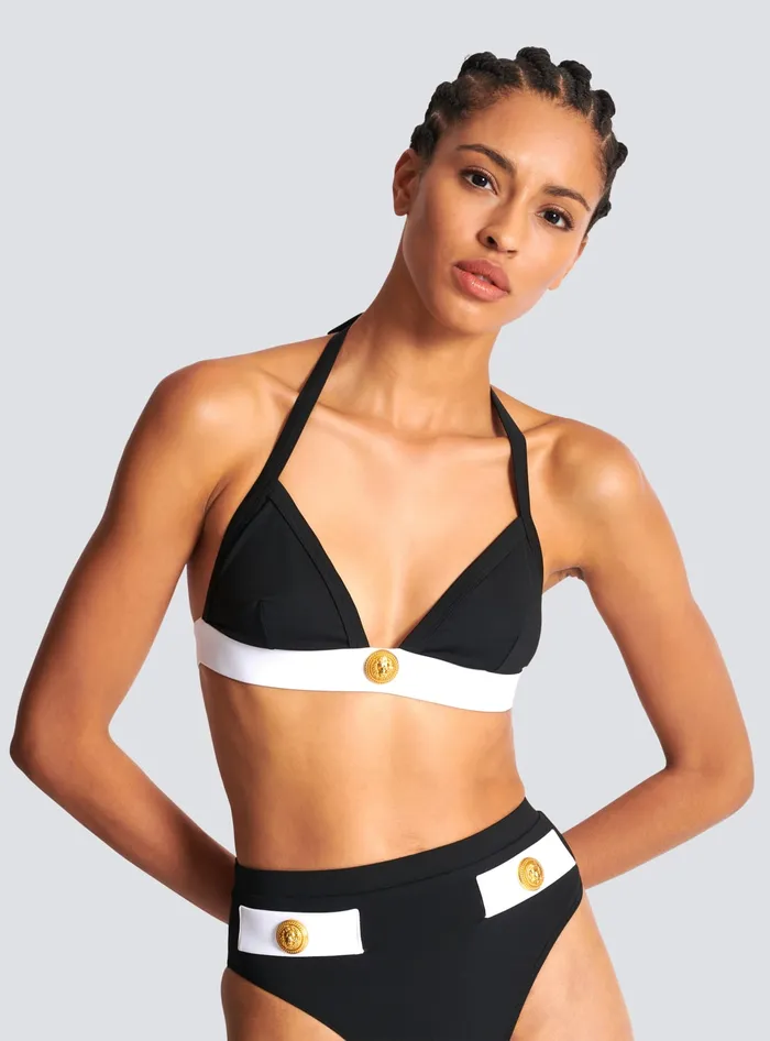 Balmain Swimwear Women Twopiece Swimming Costume With Buttons Black
