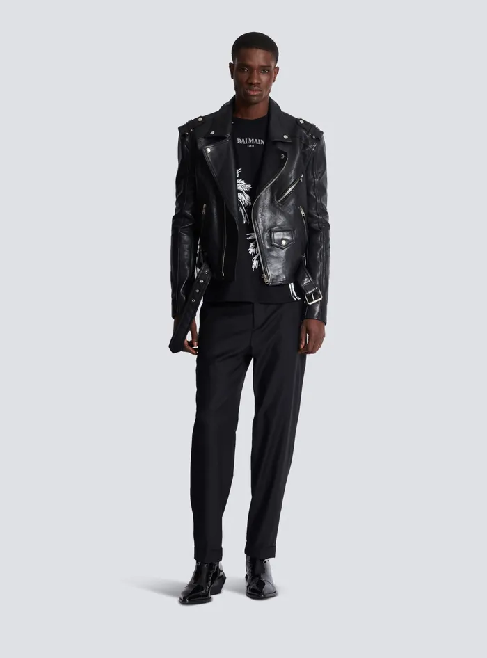 Balmain TShirts Men Vintage Tshirt With Palm Tree Print Black
