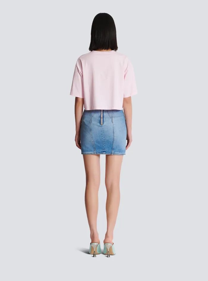 Balmain TShirts Women Tshirt With Signature Embroidery Pink