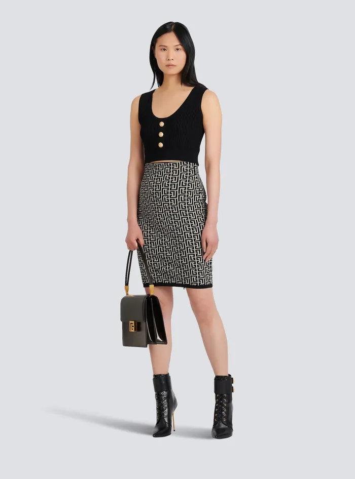 Balmain Tops And Shirts Women Ecodesigned Knit Crop Top Black