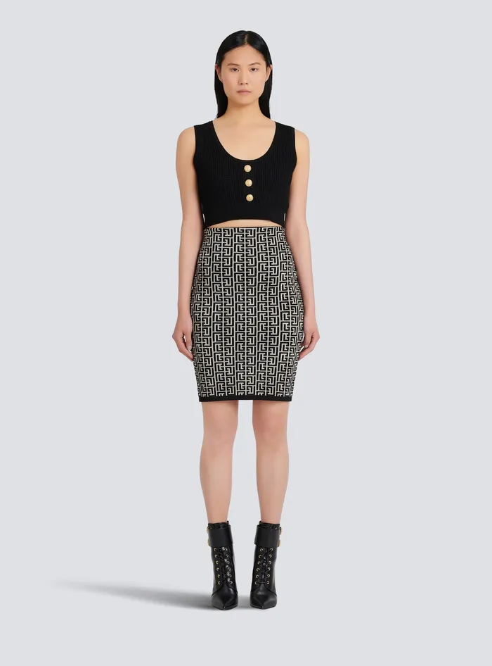 Balmain Tops And Shirts Women Ecodesigned Knit Crop Top Black