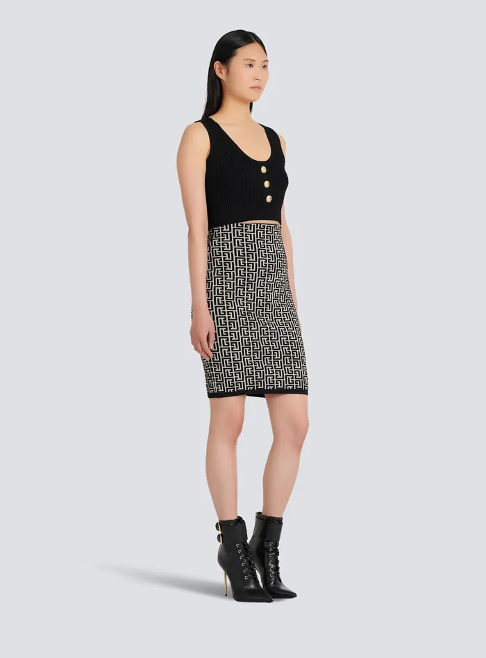 Balmain Tops And Shirts Women Ecodesigned Knit Crop Top Black