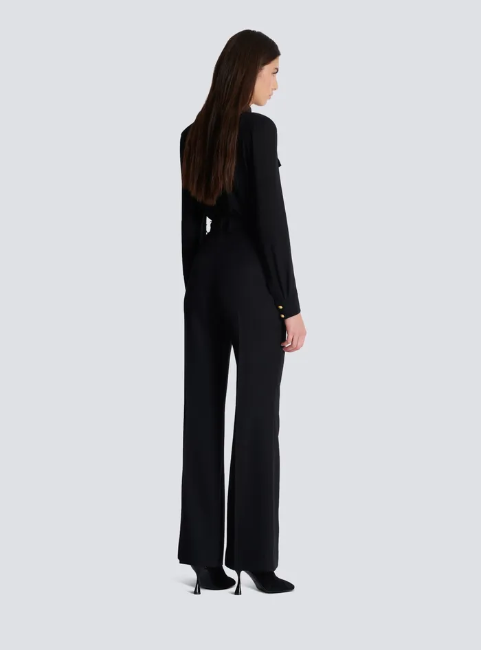 Balmain Trousers And Shorts Women Tailored Grain De Poudre Trousers Black