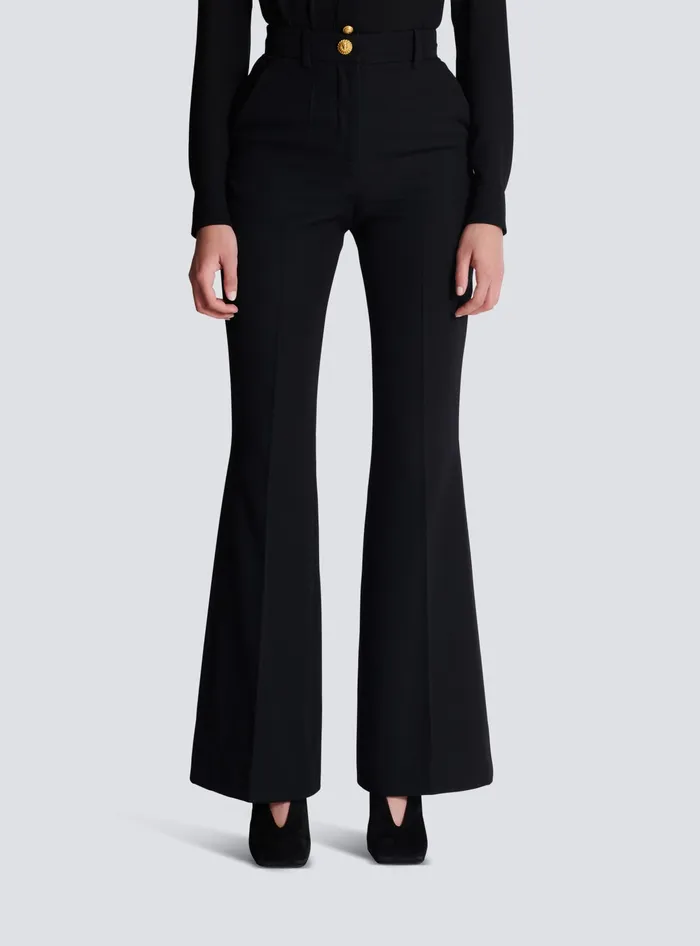Balmain Trousers And Shorts Women Tailored Grain De Poudre Trousers Black