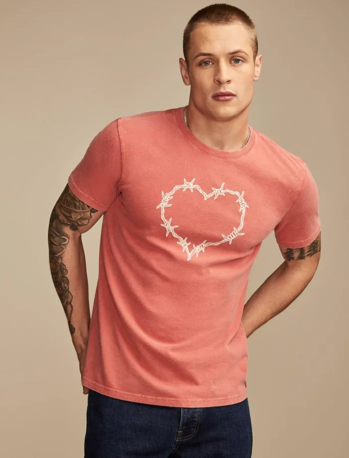 Barbwire Heart Baked Apple Men Lucky Brand Graphic Tees