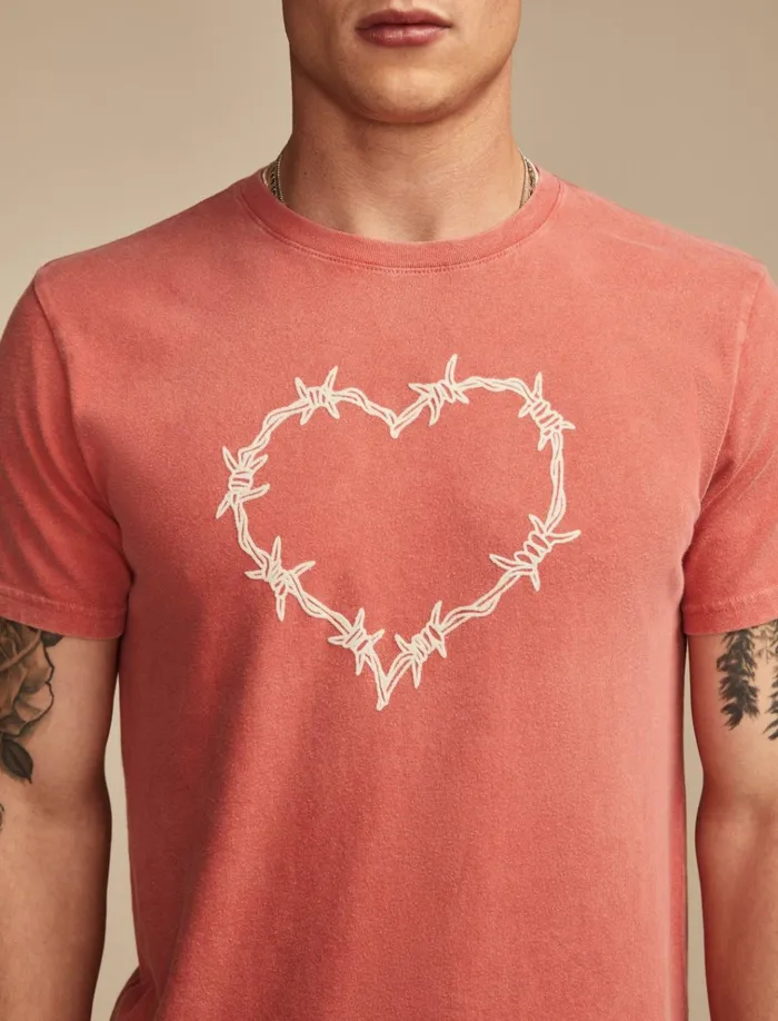 Barbwire Heart Baked Apple Men Lucky Brand Graphic Tees