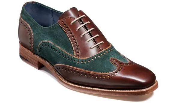 Barker Shoes Spencer 8211 Walnut Calf Green Suede Walnut Calf Green Suede Mens