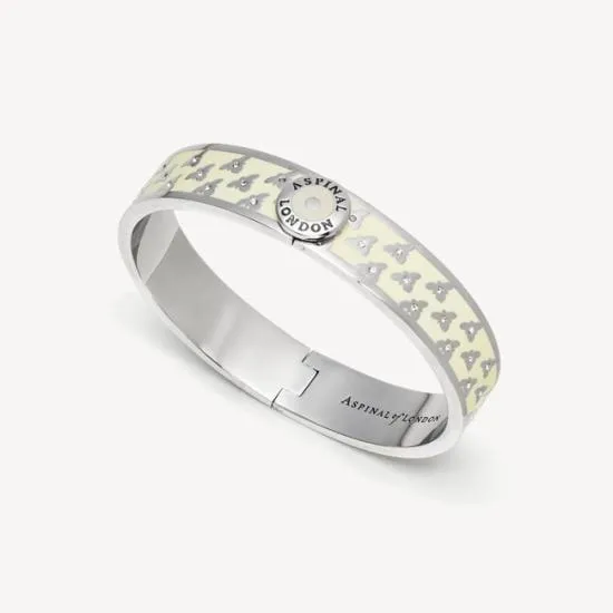 Bee Bangle Ivory Enamel On Palladium Silver Women Aspinal Of London Bangles and Bracelets