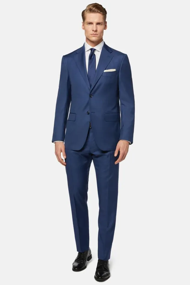 Blazers Men Boggi Milano Blue Grisaille Wool Jacket Blue