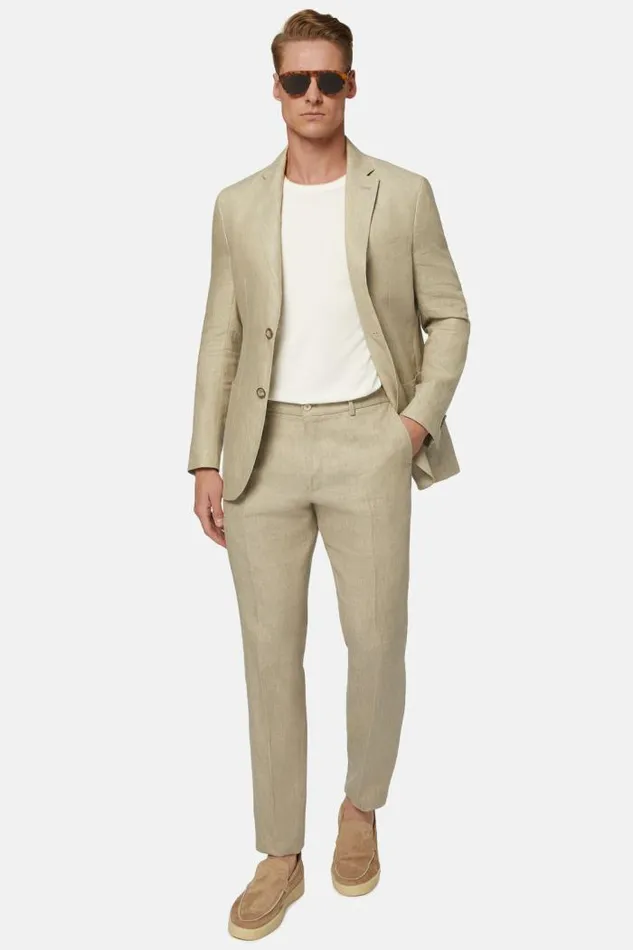 Blazers Men Boggi Milano Dove Grey Pure Linen Jacket Taupe