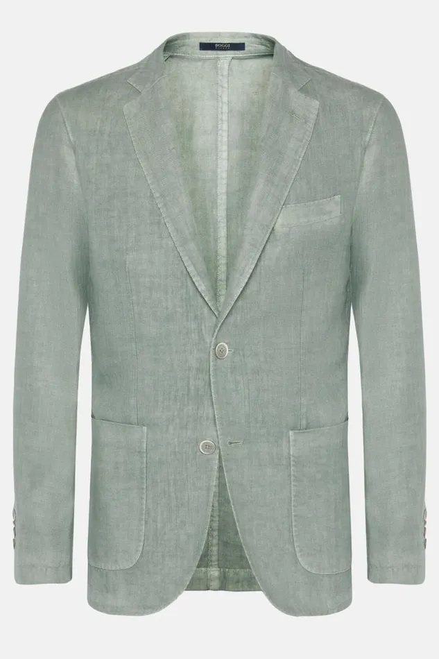 Blazers Men Boggi Milano Green Herringbone Linen Jacket Green Blazers Men Boggi Milano Green Herringbone Linen Jacket Green
