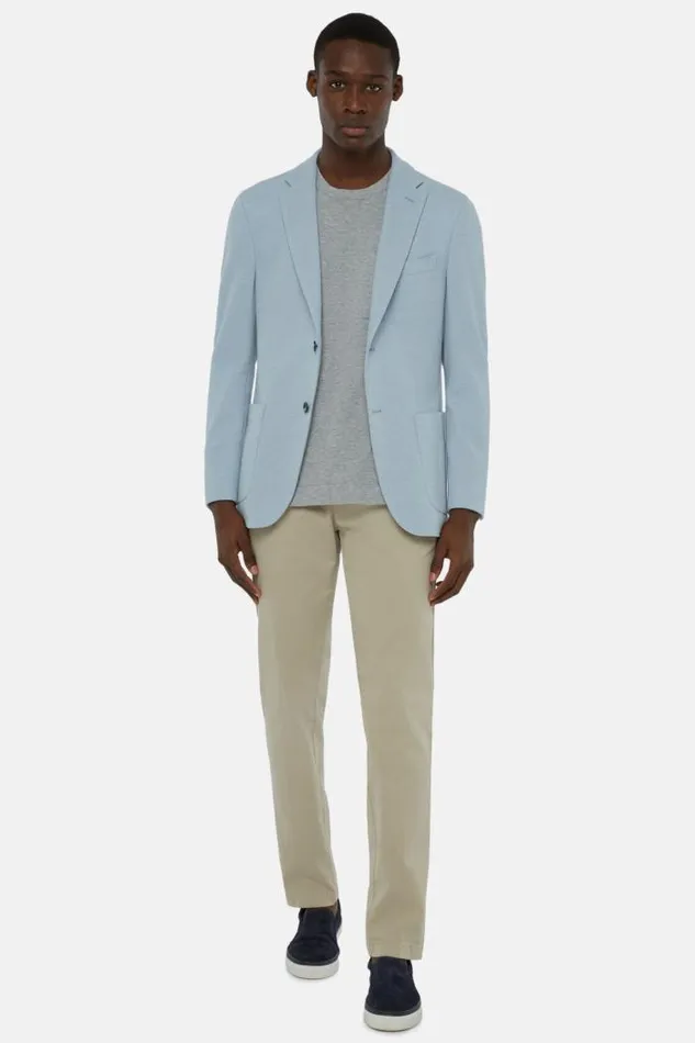 Blazers Men Boggi Milano Light Blue Cotton B Jersey Jacket Light Blu