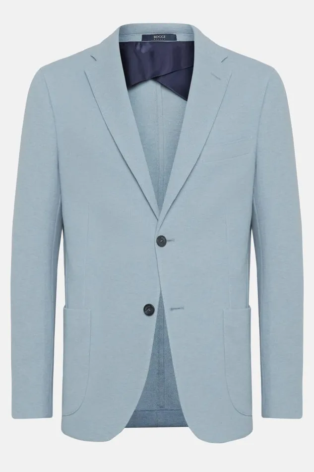 Blazers Men Boggi Milano Light Blue Cotton B Jersey Jacket Light Blu Blazers Men Boggi Milano Light Blue Cotton B Jersey Jacket Light Blu