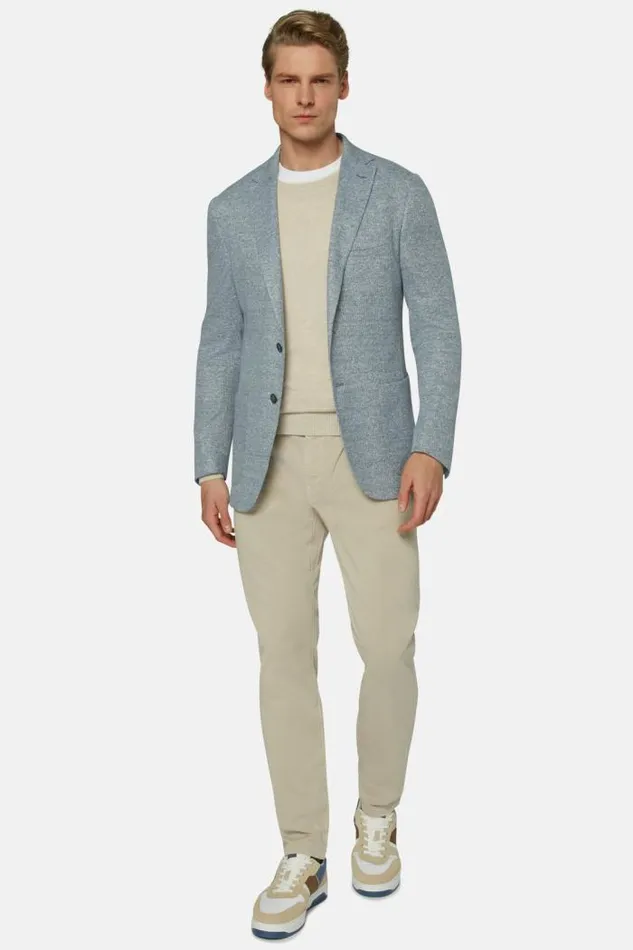 Blazers Men Boggi Milano Light Blue Melange Linen Cotton B Jersey Jacket Light Blu Blazers Men Boggi Milano Light Blue Melange Linen Cotton B Jersey Jacket Light Blu
