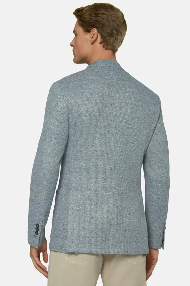 Blazers Men Boggi Milano Light Blue Melange Linen Cotton B Jersey Jacket Light Blu Blazers Men Boggi Milano Light Blue Melange Linen Cotton B Jersey Jacket Light Blu