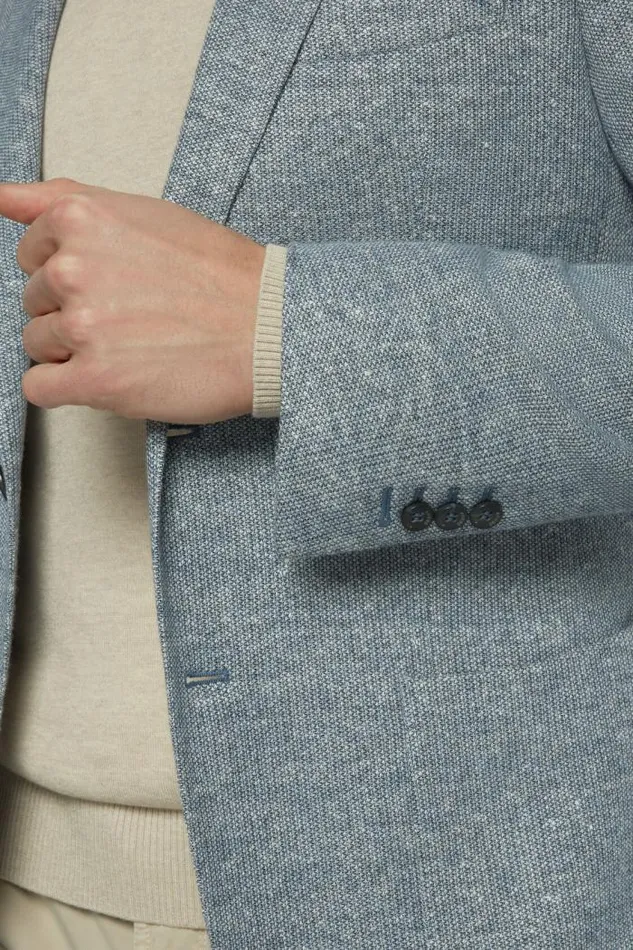 Blazers Men Boggi Milano Light Blue Melange Linen Cotton B Jersey Jacket Light Blu Blazers Men Boggi Milano Light Blue Melange Linen Cotton B Jersey Jacket Light Blu