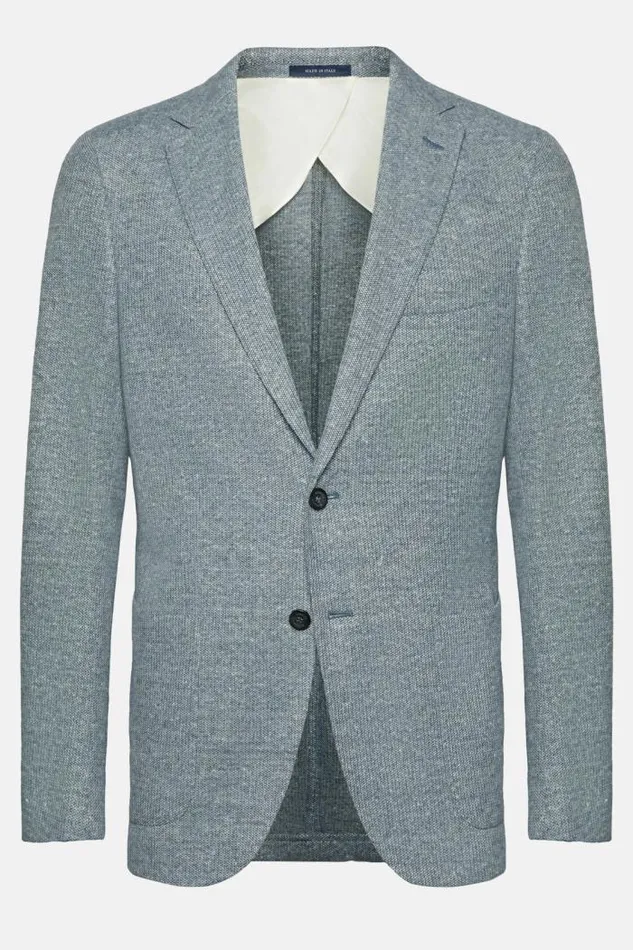 Blazers Men Boggi Milano Light Blue Melange Linen Cotton B Jersey Jacket Light Blu Blazers Men Boggi Milano Light Blue Melange Linen Cotton B Jersey Jacket Light Blu