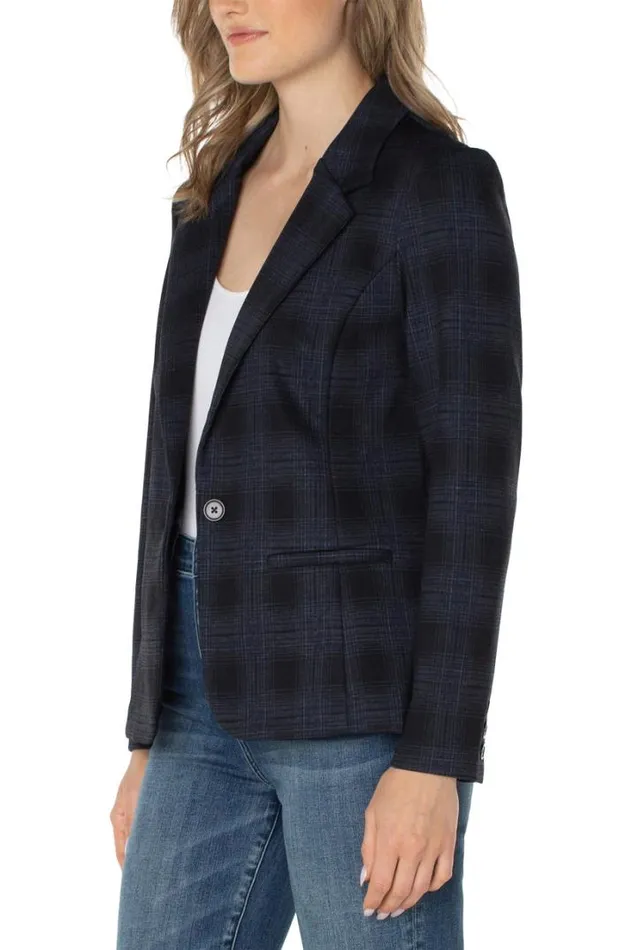 BLAZERS Women Liverpool Los Angeles FITTED BLAZER Black Dark Slate Tartan Plaid