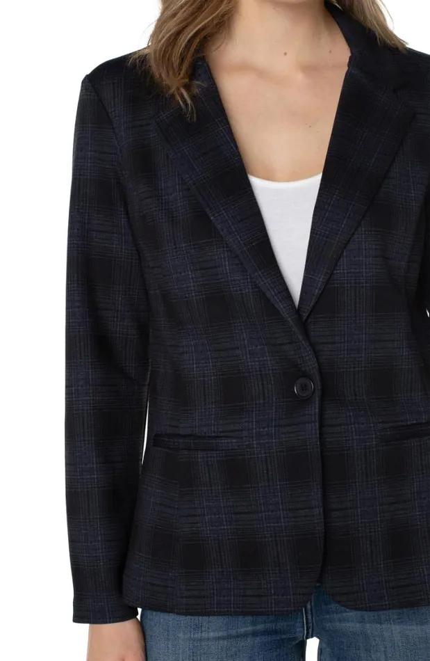 BLAZERS Women Liverpool Los Angeles FITTED BLAZER Black Dark Slate Tartan Plaid