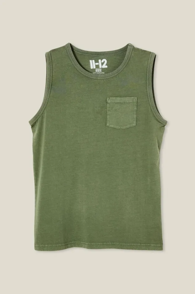 BoysGirls Tops and TShirts Cotton On The Eddy Essential Tank Swag Green Wash