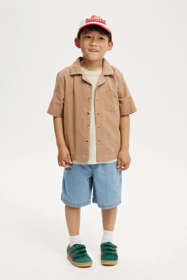 Boys Shirts Cotton On Cabana Short Sleeve Shirt Taupy Brown Boys Shirts Cotton On Cabana Short Sleeve Shirt Taupy Brown