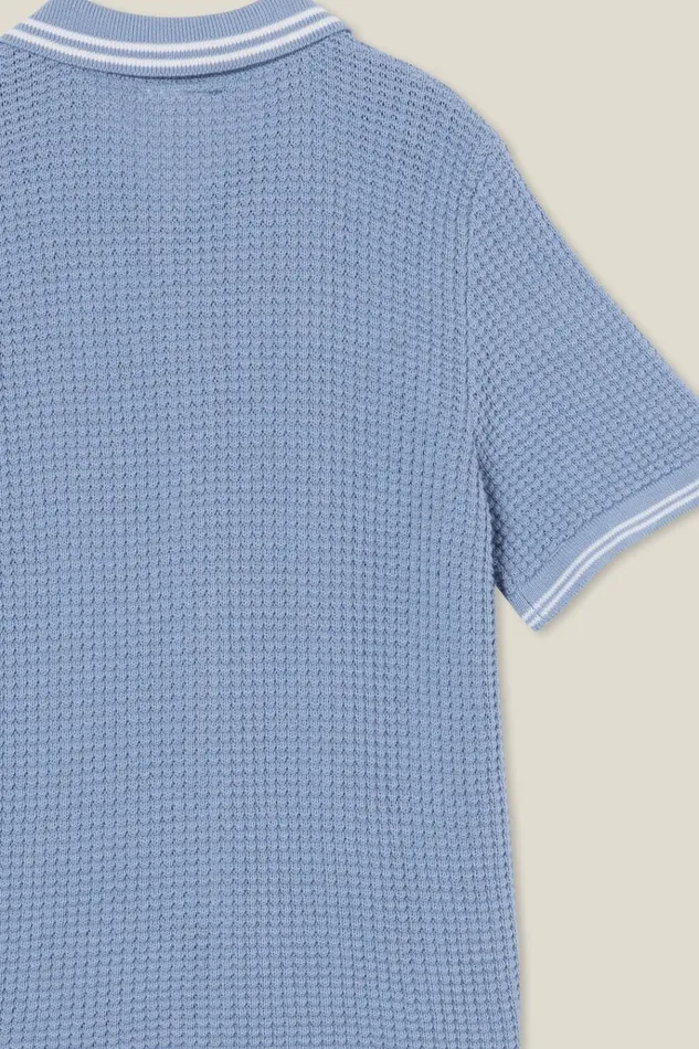 Boys Shirts Cotton On Knitted Short Sleeve Shirt Dusty Bluewaffle Knit Boys Shirts Cotton On Knitted Short Sleeve Shirt Dusty Bluewaffle Knit