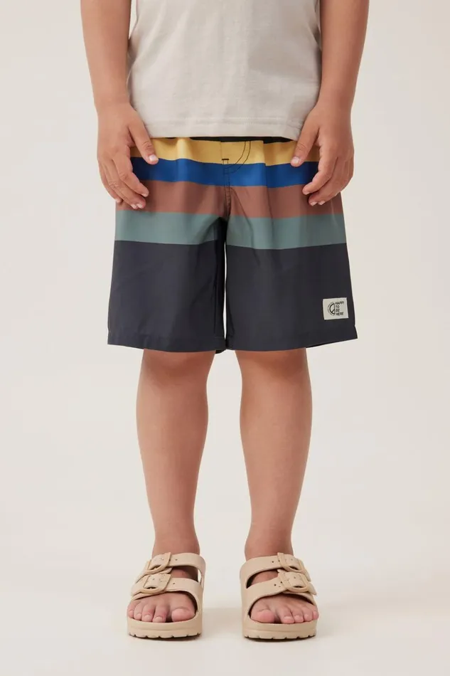 Boys Shorts Cotton On Bobby Board Short Phantomswag Green Multi Stripe
