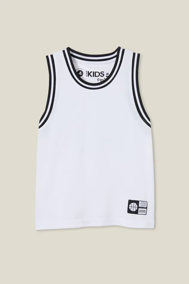 Boys Tops and TShirts Cotton On Braxton Basketball Tank White
