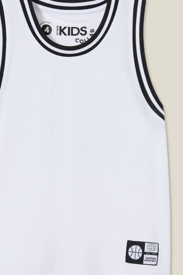 Boys Tops and TShirts Cotton On Braxton Basketball Tank White Boys Tops and TShirts Cotton On Braxton Basketball Tank White