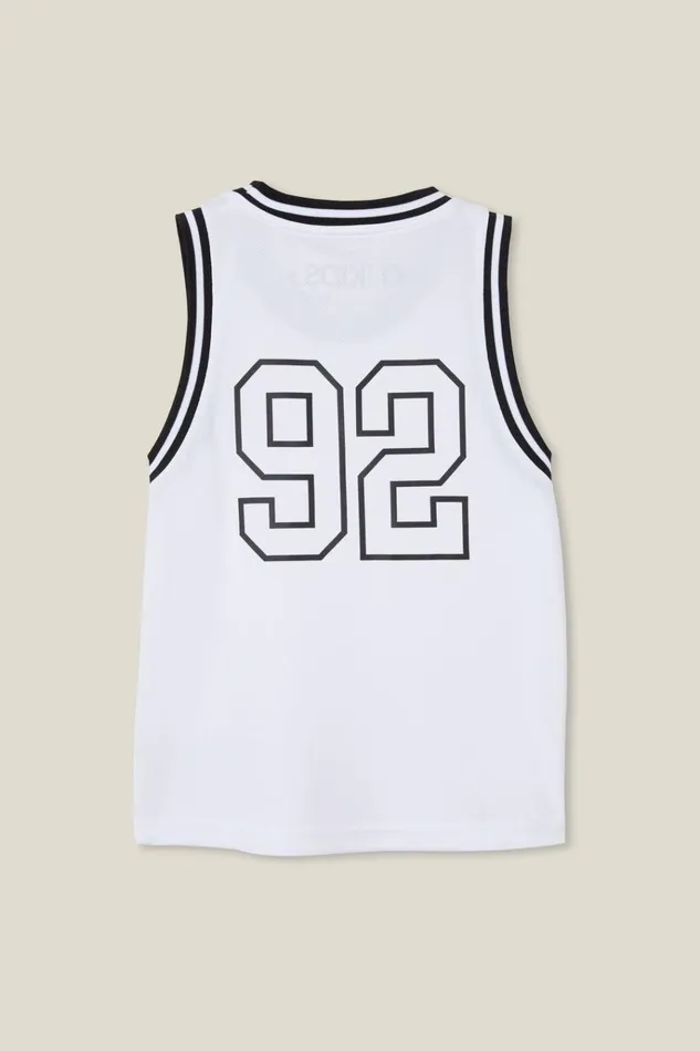 Boys Tops and TShirts Cotton On Braxton Basketball Tank White Boys Tops and TShirts Cotton On Braxton Basketball Tank White