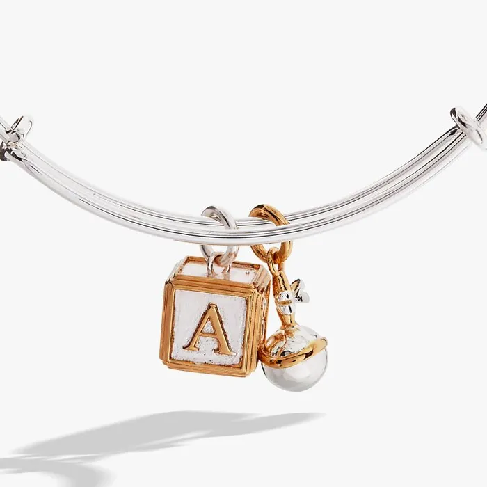 Bracelets Women Alex And Ani Baby Block And Rattle Bangle Two Tone