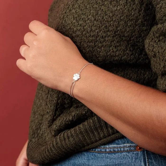 Bracelets Women Alex And Ani Paw Print Of Love Pull Chain Bracelet Sterling Silver