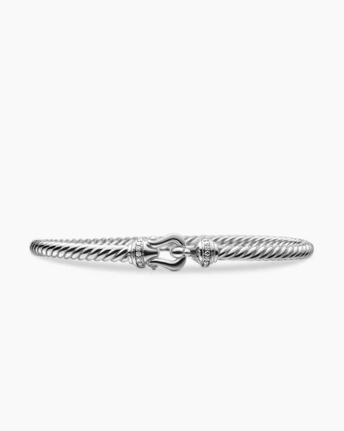 Buckle Cablespira Bracelet In 18K White Gold With Diamonds 35mm Women David Yurman Bangle Buckle Cablespira Bracelet In 18K White Gold With Diamonds 35mm Women David Yurman Bangle