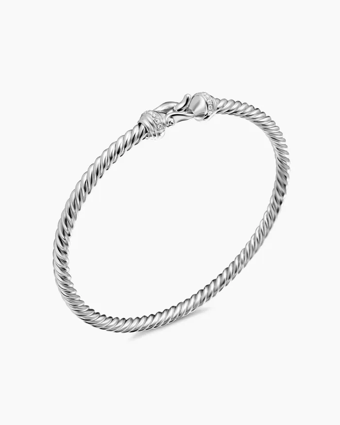 Buckle Cablespira Bracelet In 18K White Gold With Diamonds 35mm Women David Yurman Bangle Buckle Cablespira Bracelet In 18K White Gold With Diamonds 35mm Women David Yurman Bangle