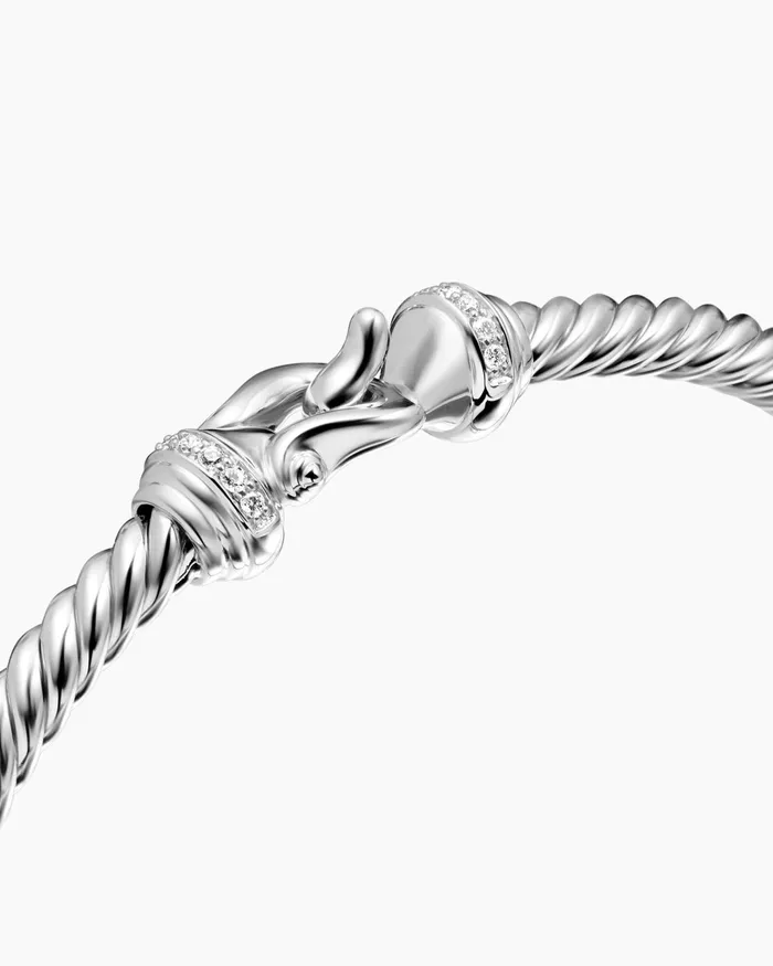Buckle Cablespira Bracelet In 18K White Gold With Diamonds 35mm Women David Yurman Bangle Buckle Cablespira Bracelet In 18K White Gold With Diamonds 35mm Women David Yurman Bangle