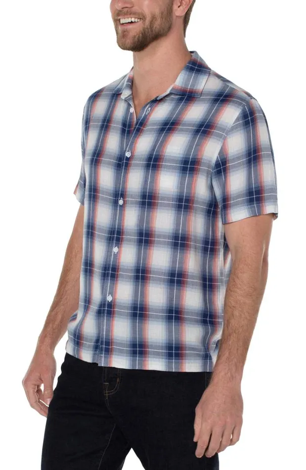 BUTTON DOWNS Men Liverpool Los Angeles BUTTON UP SHORT SLEEVE SHIRT Blue Multi