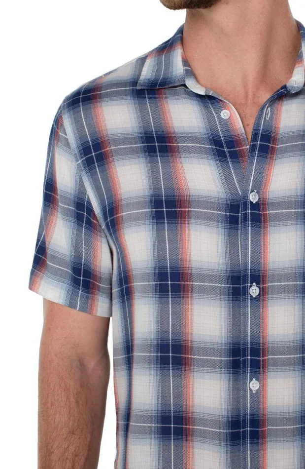 BUTTON DOWNS Men Liverpool Los Angeles BUTTON UP SHORT SLEEVE SHIRT Blue Multi