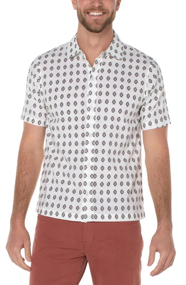BUTTON DOWNS Men Liverpool Los Angeles PRINTED SHORT SLEEVE SHIRT Black Clay Multi BUTTON DOWNS Men Liverpool Los Angeles PRINTED SHORT SLEEVE SHIRT Black Clay Multi